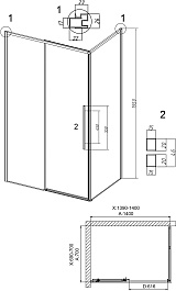 Grossman  Душевой уголок Galaxy 140x70x195 профиль черный матовый стекло шиншилла – фотография-10